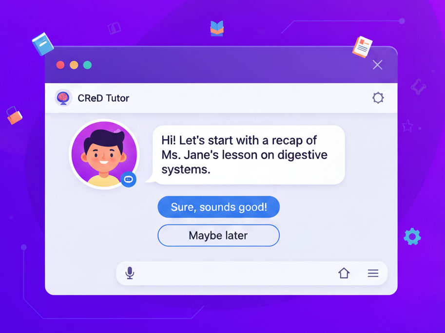CReD tutor chat interface mockup